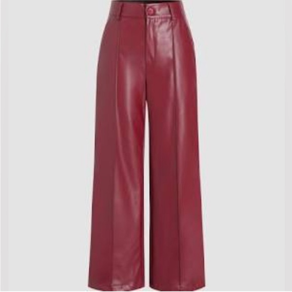 NWT cider red leather flared pants